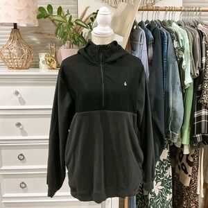 Volcom | Dark Gray and Black Fleece Half-Zip Hoodie size M